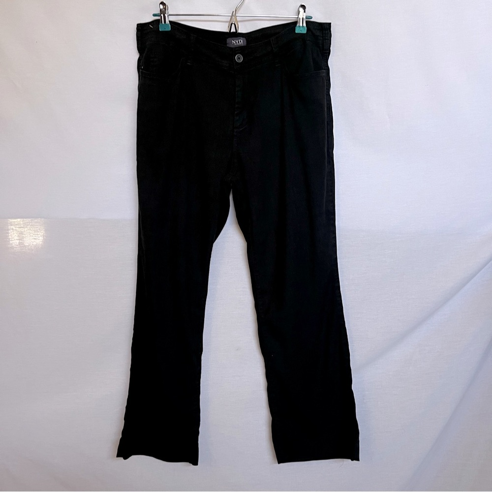 NYDJ Classic Linen Blend Black Straight Leg Pants